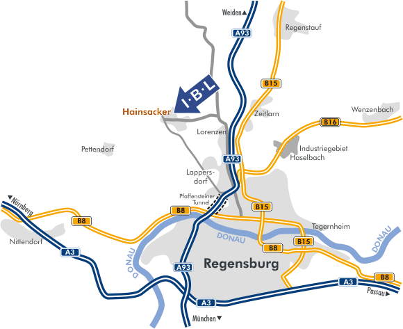 Anfahrtsskizze zum Ingenieurbüro Dipl. Ing. Adolf Laumbacher